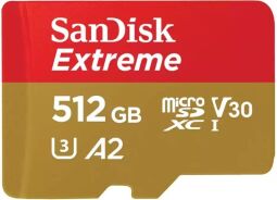 Карта пам'яті SanDisk microSD  512GB C10 UHS-I U3 R190/W130MB/s Extreme V30