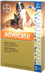 Краплі Bayer Advocate (Адвокат) від заражень ендо та екто паразитами для собак від 25 до 40 кг (3 піпетки)