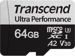 Карта памяти Transcend microSD 64GB C10 UHS-I U3 A2 R160/W80MB/s + SD (TS64GUSD340S) от производителя Transcend