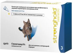 Капли от блох и клещей Zoetis Stronghold (Стронгхолд) для кошек, 3 пипетки (10008307) от производителя Zoetis