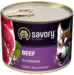Корм Savory Dog Adult Beef влажный с говядиной для взрослых собак 200 гр (4820232630426) от производителя Savory