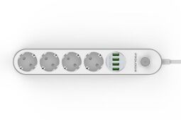 Фільтр живлення ProLogix Premium (PR-SE4432W) 4 розетки, 4 USB, 2 м, білий від виробника Prologix