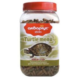 Корм для водоплавних черепах Акваріус Turtle Menu Sticks (плаваючі палички) банка 600 мл (150г)