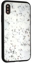 Glass with print TPU Case — iPhone Xs — White Mramor