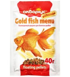 Корм для золотих рибок Акваріус Gold Fish menu плаваючі пелети 40 г