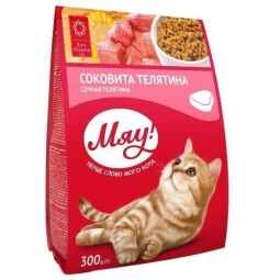 Сухой корм для взрослых кошек Мяу с телятиной – 300(г) (B1210720) от производителя Мяу!