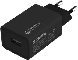 Мережевий зарядний пристрій ColorWay (1USBx3A) QC3.0 Black (CW-CHS013QCM-BK) + кабель MicroUSB від виробника ColorWay