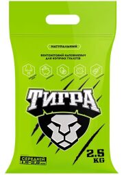 Бентонитовый наполнитель для кошачьих туалетов Тигра, 2,5 кг, гранула стандарт 1,5-2,8 мм, зеленый (5205) от производителя Тигра