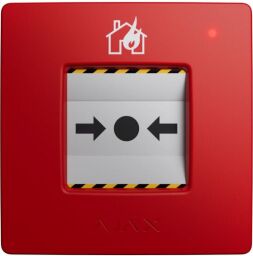 Бездротова настінна кнопка для активації пожежної тривоги вручну Ajax Manual Call Point, jeweller, бездротовий, червоний