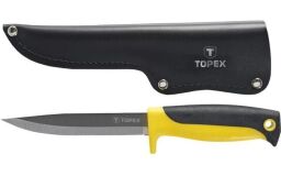 Нож универсальный TOPEX, лезвие 120 мм, держатель двухкомпонентный, 230 мм, кожаный чехол (98Z103) от производителя Topex