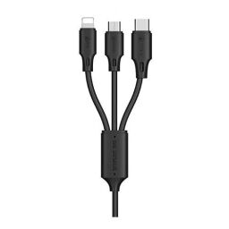 Кабель WK WDC-103th USB - Lightning + micro USB + USB Type-C (M/M), 3 А, 1.15 м, Black (6941027607862)