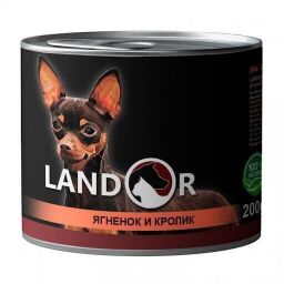 LANDOR Повноцінний збалансований вологий корм для всіх собак дрібних порід ягня з кроликом 0,2 кг (4250231539435) від виробника LANDOR