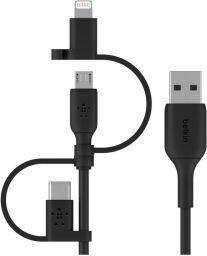 Кабель Belkin Boost Charge Universal USB - Lightning + micro USB + USB Type-C (M/M), 1 м, Black (CAC001bt1MBK) від виробника Belkin