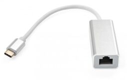 Адаптер Vinga USB Type-C - RJ-45 (M/F) Silver (VCPATC2GBLNS)