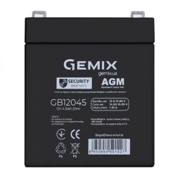 Акумуляторна батарея Gemix 12V 4.5AH (GB12045), Black, AGM