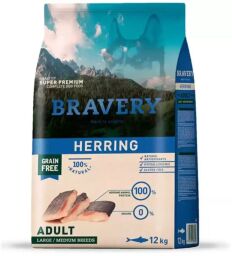 Сухий корм Bravery Adult Large & Medium Herring з оселедцем для собак середніх та великих порід 12 кг (0609 BR HERR ADUL L_ 12KG) від виробника Bravery