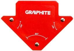 Кутник зварювальний GRAPHITE 56H901, магнітний, 82x120x13мм, максимальна вантажопідйомність 11.4кг, кут 45,90° від виробника Graphite