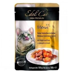 Вологий корм для кішок Edel Cat ніжні шматочки в желе (курка й качка) 100 г (1002027/80020/1000314) від виробника Edel