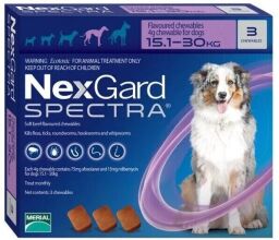 Таблетка для собак NexGard Spectra (Нексгард Спектра) від 15,1 до 30 кг, 1 таблетка (від зовнішніх та внутрішніх паразитів)