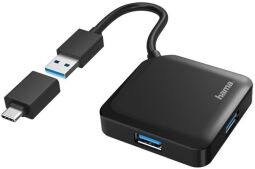 USB-хаб Hama 4 Ports USB 3.2, USB-C Adapter Black