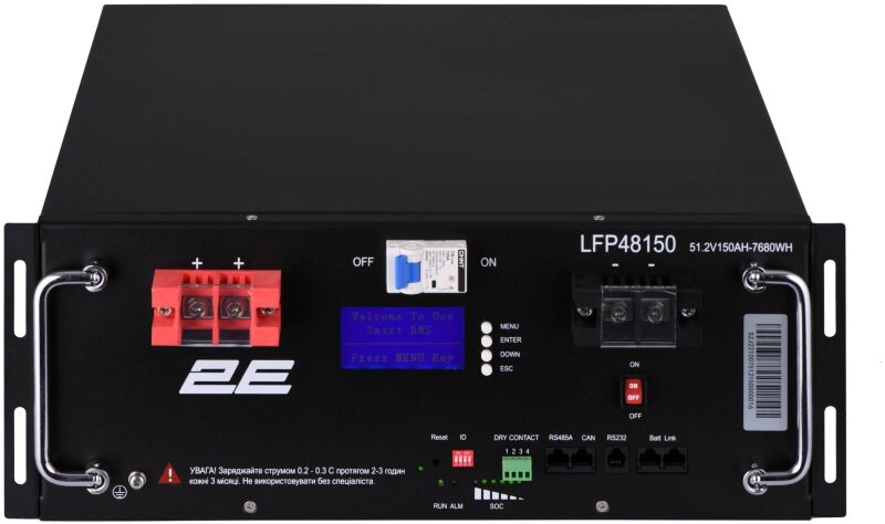 Акумуляторна батарея 2E LFP48, 48V, 150Ah, 19" LCD 16S (2E-LFP48150-LCD) - зображення 1