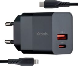 МЗП McDodo Hydrogen Series 20W Charger with C to L 1.2m Cable Set ( EU plug ) CH-1952 Black