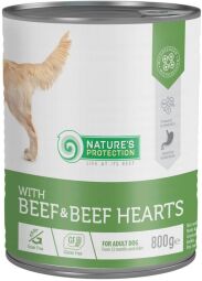 Вологий корм для дорослих собак з яловичиною і яловичим серцем nature's Protection with Beef & Beef Hearts 800
