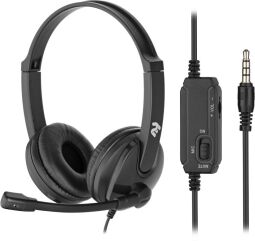 Гарнітура ПК стерео On-ear 2E CH12 mini-jack, omni-mic, 1.2м, чорний (2E-CH12SJ) від виробника 2E