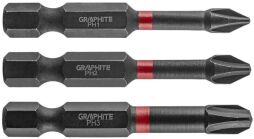 Биты ударные GRAPHITE, набор 3шт, 1/4", PH1/2/3x50мм, сталь S2 (56H543) от производителя Graphite