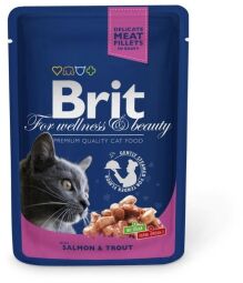 Корм Brit Premium Salmon and Trout вологий з лососем та фореллю в соусі для дорослих котів 100 гр (8595602505999) від виробника Brit Premium
