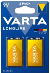 Батарейка VARTA LONGLIFE лужна 6LR61(6LF22, MN1604, MX1604, Крона) блістер, 2 шт. (04122101412) від виробника Varta
