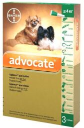 Краплі Advocate Bayer від заражень ендо і екто паразитами для собак до 4 кг (3 піпетки по 0.4 мл)