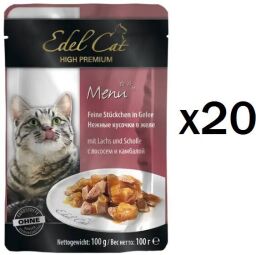 Вологий корм для котів Edel Cat pouch 20шт*100 г (лосось та камбала в желе)