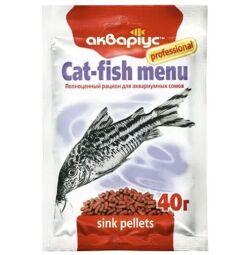 Корм для акваріумних сомів Акваріус "Cat Fish Menu" пелети, що тонуть 40 г від виробника Акваріус