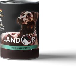 LANDOR Повноцінний збалансований вологий корм для літніх собак ягня з кроликом 0,4 кг