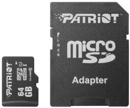 Карта пам`ятi MicroSDXC 64GB UHS-I Class 10 Patriot LX + SD-adapter (PSF64GMCSDXC10)
