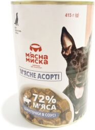 Кусочки в соусе Мясная миска для взрослых собак мясное ассорти 415 г от производителя М'ясна Миска