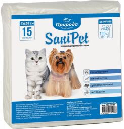 Пелюшки для собак Природа SaniPet гігієнічні 60*45 см 15 шт (PR240120) від виробника Природа