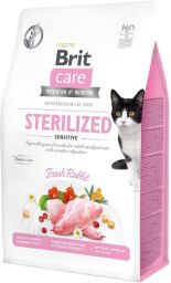Корм Brit Care Cat Grain Sterilized Sensitive сухой с кроликом для стерилизованных кошек с чувствительным пищеварением 0.4 кг (8595602540778) от производителя Brit Care