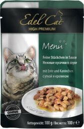 Вологий корм для кішок Edel Cat з качкою та кроликом у соусі 100 г - 100 (г) від виробника Edel