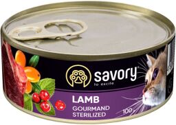 Вологий корм для стерилізованих кішок Savory з ягням - 200 (г) від виробника Savory