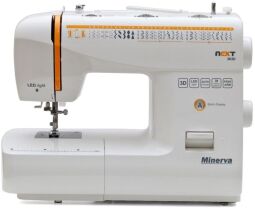 Швейна машина МINERVA NEXT 363D, електромех., 85Вт, 36 шв.оп., петля напівавтомат, білий + оранжевий