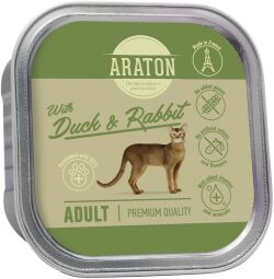 Вологий корм для дорослих котів з качкою і кроликом ARATON Adult cat with with duck and rabbit 85 г (4771317457004) від виробника ARATON