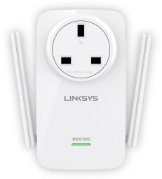 Розширювач WiFi-покриття LINKSYS RE6700 AC1200, 1xGE LAN, 1x3.5mm аудіо, 2x зовнішн. ант.