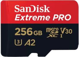 Карта пам'яті SanDisk microSD  256GB C10 UHS-I U3 R200/W140MB/s Extreme Pro V30 + SD