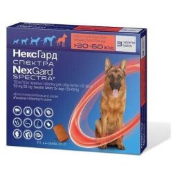 Таблетки Boehringer Ingelheim NexGard Spectra проти блок, кліщів і глистів для собак XL, 30-60 кг, 1 таблетка