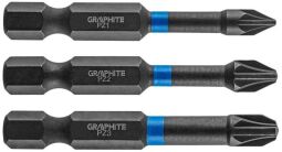 Биты ударные GRAPHITE, набор 3шт, 1/4", PZ1/2/3x50мм, сталь S2 (56H542) от производителя Graphite