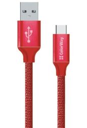 Кабель ColorWay USB - USB Type-C (M/M), 1 м, Red (CW-CBUC003-RD)