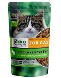 Сухой корм для кошек ЭККО-ГРАНУЛА "Помощь вывода шерсти" 400 г (112470) от производителя ЕККО-ГРАНУЛА