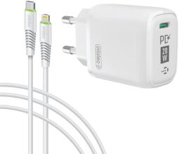 Мережевий зарядний пристрій Intaleo TCGQPD120L (1USBx3A) White (1283126510007) + кабель Lightning від виробника Intaleo